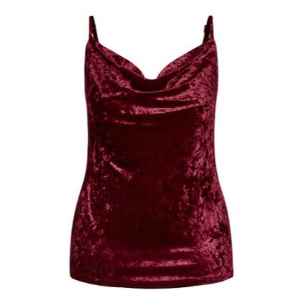 City Chic Lust Red Crushed Velvet Cami  Size 16  NWOT